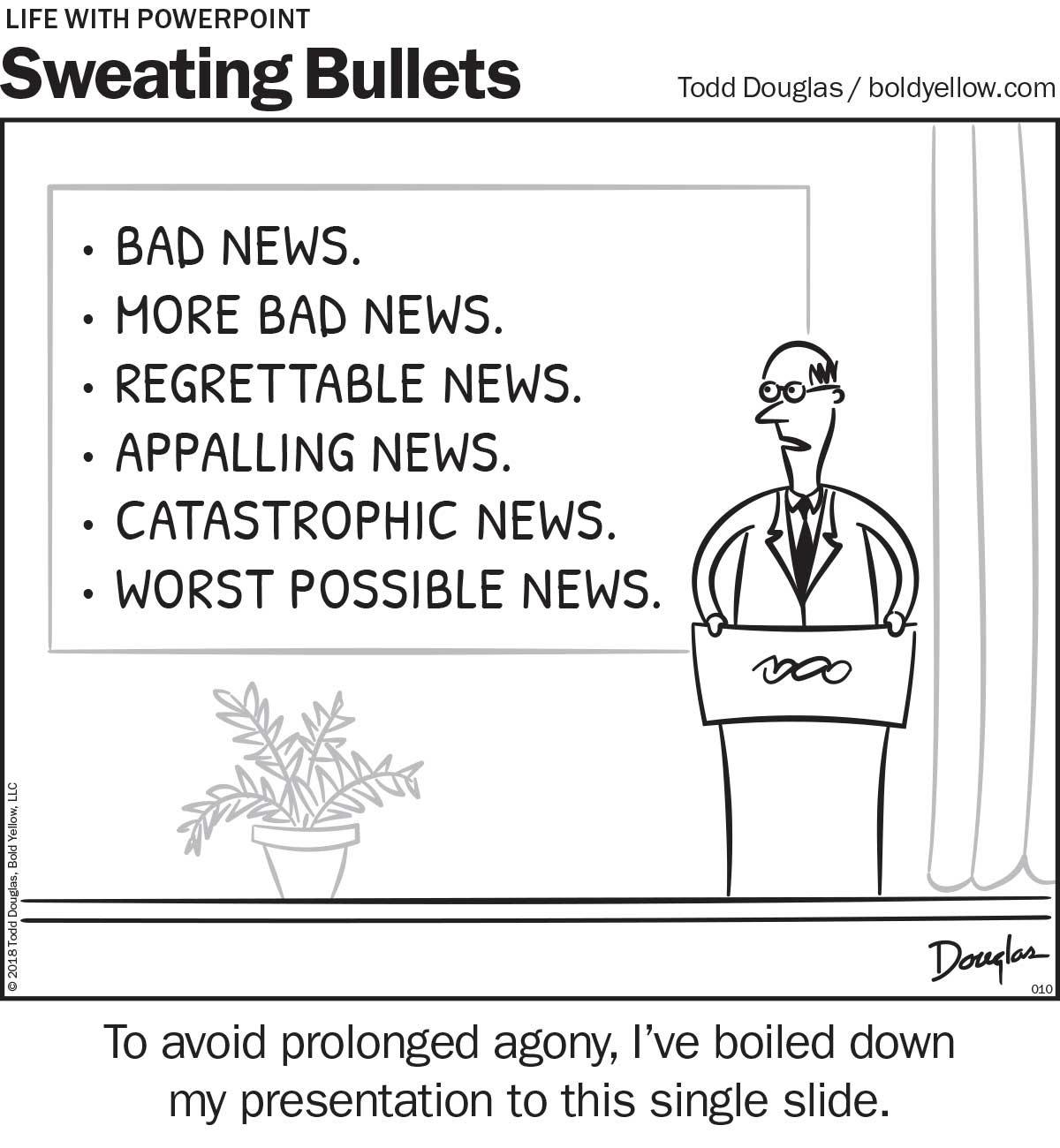 Bold Yellow & Sweating Bullets Cartoon